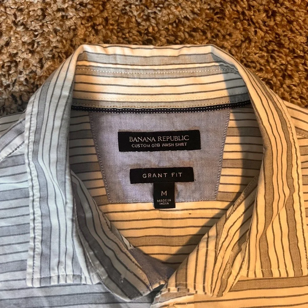 Banana Republic Custom O/B‎ Wash Shirt Men's Grant Fit Striped Medium